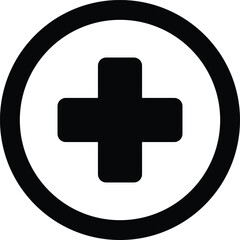 black cross health and medical icon isolated on white background. Vector illustration