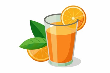 Realistic Orange Juice Glass Sliced Fruit Fresh Citrus Art