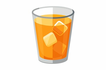 Glass Orange Juice Ice Cubes Refreshing Beverage Illustration