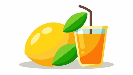 Mango Juice Cup Illustration White Background Fresh Drink Art