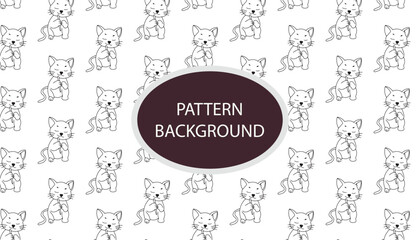 Kawaii kitten pattern background design. banner with black cat heads and paw. Сhildish pattern with cute cats, kids print. Animal background, cute vector texture for kids bedding, fabric, wal