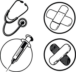 set of medical icons. Medicine and Health symbols - minimal thin line web icon set. 