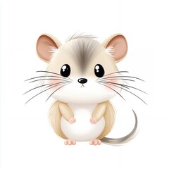 Adorable Tan and White Cartoon Mouse Illustration