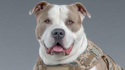 Obraz premium Adorable Dog in Camo Vest Studio Portrait Pet Photography