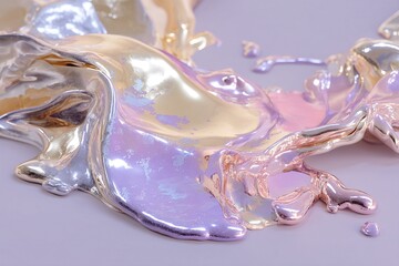 Liquid mercury evolves into abstract organic forms with metallic reflections and splashes of soft pastels, minimalist luxury, high-end conceptual art under professional studio lighting.