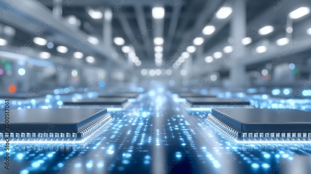 Aufkleber futuristic microchip factory high tech data center production line