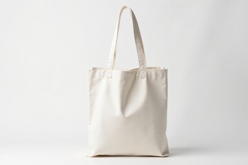 White cotton shopping tote bag, isolated white background, texture, white bag, eco-friendly