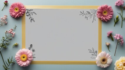 Journal-style image frame with taped borders and floral doodles