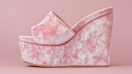 Stylish Pink Velvet Wedge Sandals  Fashionable Women s Footwear