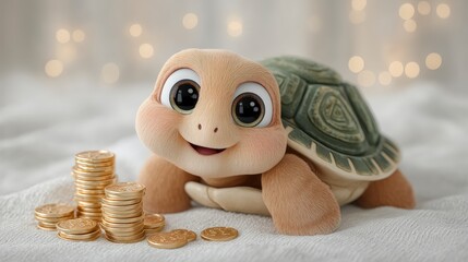 Cute Turtle   Gold Coins  Savings  Growth  Finance  Investment  Wealth