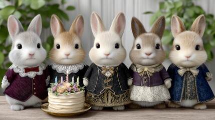 Adorable Rabbits Birthday Party Cake Celebration