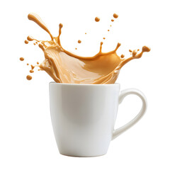Delicious Latte Splashing Out of a White Mug