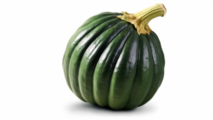 Close-up view of a dark green decorative pumpkin.
