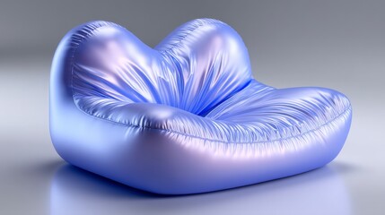 Modern Inflatable Chair  Blue Fabric  Comfortable Seat  Home Decor  Stylish Furniture  Int