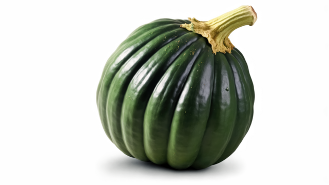 Close-up view of a dark green decorative pumpkin.