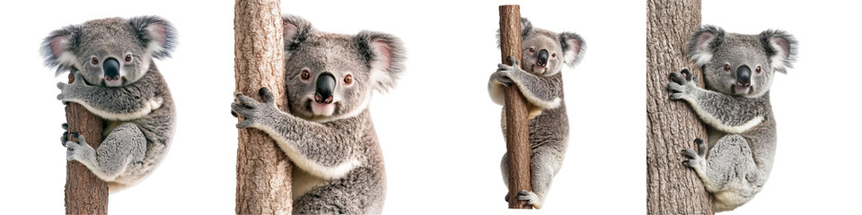 Fototapeta premium Cute Koala Hugging Tree Trunk in a Whimsical Invisible Forest Scene