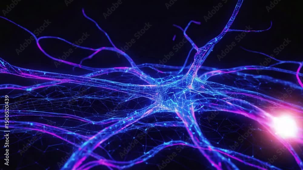 Poster technology ai neural network connections abstract cosmic background