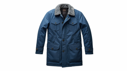 A stylish, insulated parka jacket against a muted backdrop.