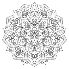 Vector Intricate Mandala Line Art for Coloring Book, Mindfulness Activities, Relaxation, Yoga Studio Decor, Printable Art, and Meditation Projects.