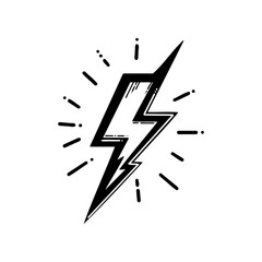 Hand-drawn lightning bolt icon on white background