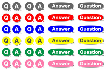 カラフルQ＆Aアイコンと吹き出しセット