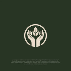 Stylized Illustration Representing Environmental Stewardship and Care, Showcasing Symbolically Two Hands Nurturing a Young Plant with a Minimalist Design and Soft Aesthetic