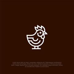 Minimalist Chicken Illustration: A Clean, Modern Graphic of a Farm Animal on a Brown Background, Perfect for Branding or Simple Design Projects in Various Contexts