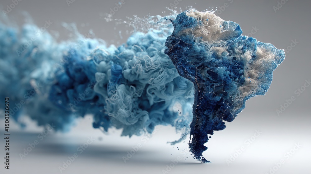 Poster serene blue and white cloud representing the concept of capital flow dynamics in an abstract visuali