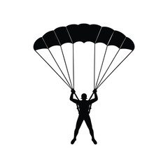 Skydiver Silhouette Parachute Landing Vector Illustration