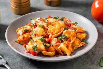 Homemade Tortellini Pasta with Tomato Sauce