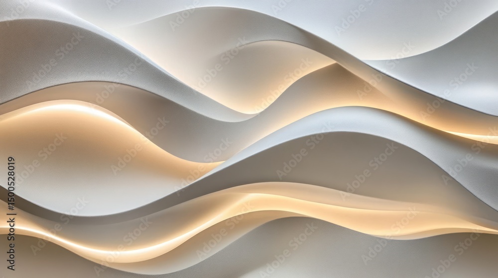 Poster abstract design with flowing curves and warm lighting.