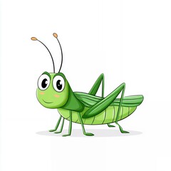 Cute Green Grasshopper Cartoon Illustration