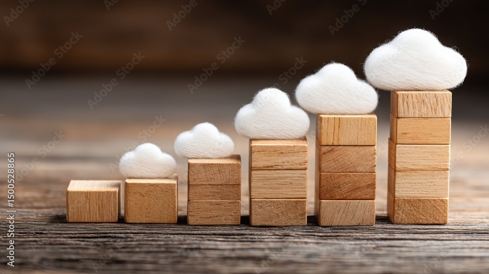 Poster wooden block with a white ball of wool representing a generational economic alignment tracker in a c
