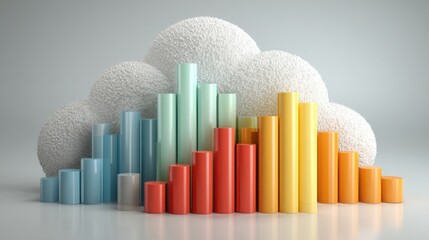 Obraz premium Cloud illustrating colorful columns representing dynamic sovereign revenue forecasts in economic planning