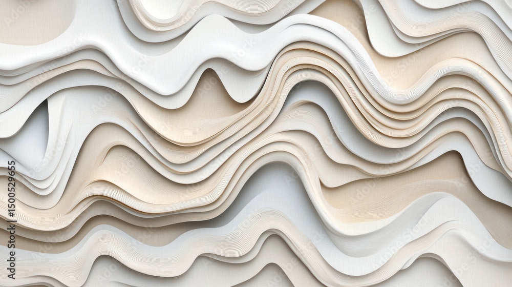 Poster abstract layered surface design with flowing curves.