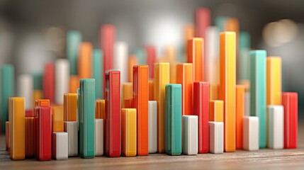 Obraz premium A vibrant and colorful city constructed from geometric blocks representing urban development and creativity