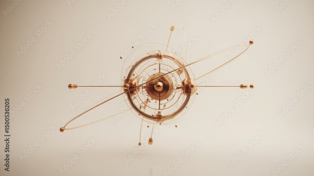 Poster unique clock constructed with wire material capturing the essence of time in a decentralized fibonac