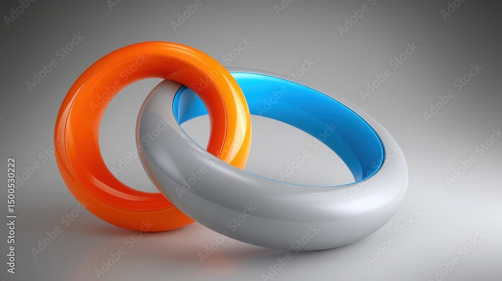 Poster elegant pair of rings symbolizing connection and unity in a decentralized fibonacci level cross-vali
