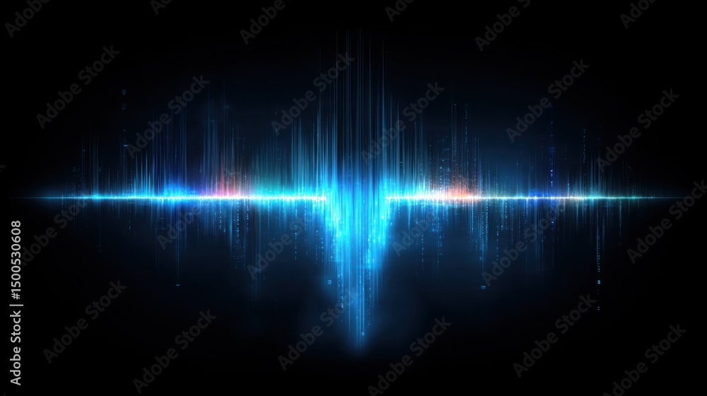 Poster intricate sound wave visualizing quantum coded fib phase adjustment tracker for analysis and interpr