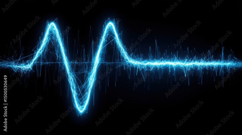 Poster dynamic sound wave representing quantum coherence fib filter analyzer for data analysis and visualiz