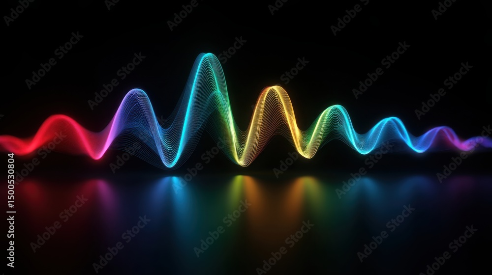 Poster striking colorful wave of light flowing elegantly across a dark canvas creating a mesmerizing visual