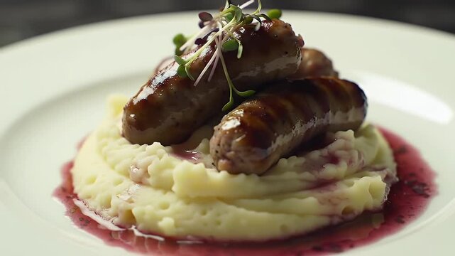 Bangers and Mash at a Fine Dining Restaurant