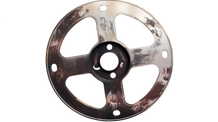 Obraz premium Trendy film strip frame template with four empty slots, cinema reel with grunge grain noisy texture, vintage aesthetic design. Modern retro vector illustration isolated on white background 