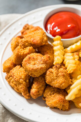 Organic Healthy Fried Chicken Nuggets and French Fries