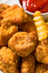 Organic Healthy Fried Chicken Nuggets and French Fries