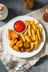 Organic Healthy Fried Chicken Nuggets and French Fries