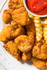 Organic Healthy Fried Chicken Nuggets and French Fries