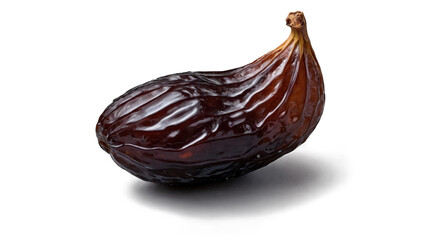 Close-up view of a dark dried fig.
