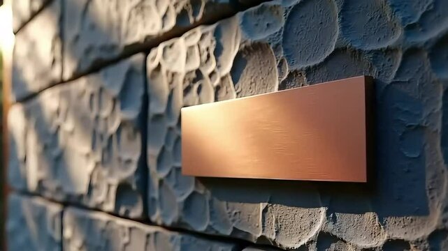 Blank Copper Plaque on Textured Dark Wall