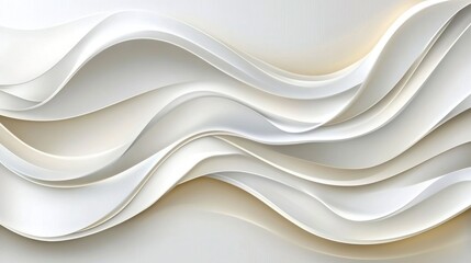 Abstract design featuring flowing, white and light beige curves.